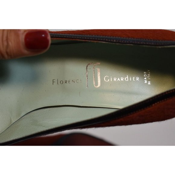 Women's Florence Girardier Dark Orange Mohair Square Toe Pump 7 - Picture 9 of 12